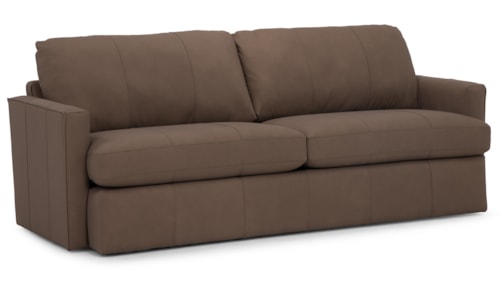 Modern Casual Leather Track Arm Loveseat