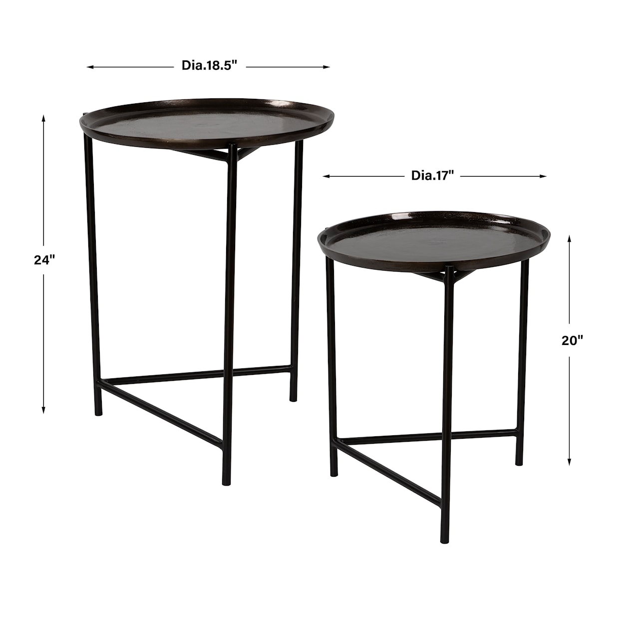 Uttermost Accent Furniture - Occasional Tables Burnett Dark Nickel Nesting Tables S/2