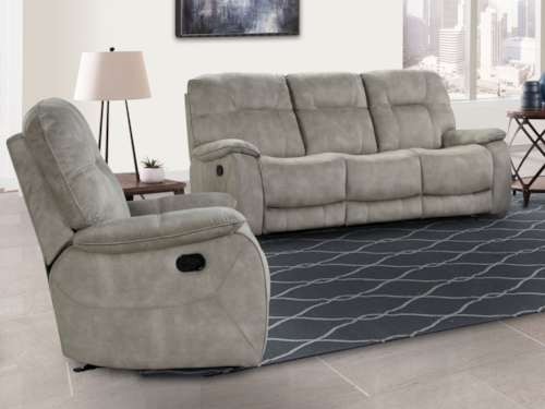Casual Manual Reclining Sofa and Recliner Set