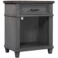 Farmhouse 1-Drawer Nightstand with Felt Lined Top Drawer