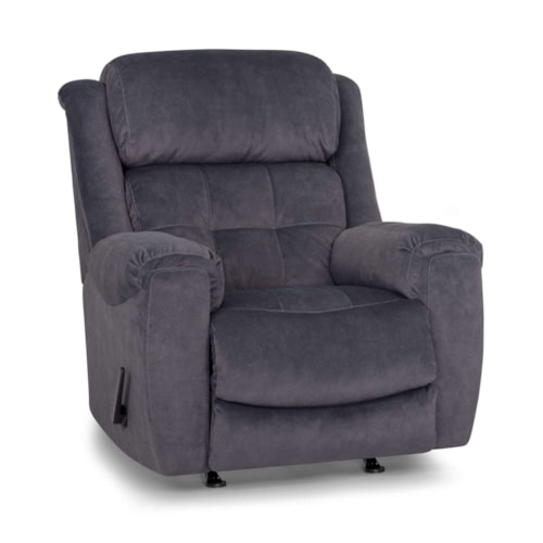 Casual Manual Rocker Recliner with Pillow Arms