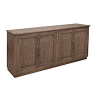 Rustic Farmhouse 4-Door Storage Console with Fixed Shelf