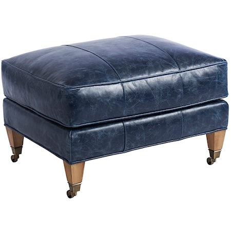 Sydney Leather Ottoman With Pewter Casters