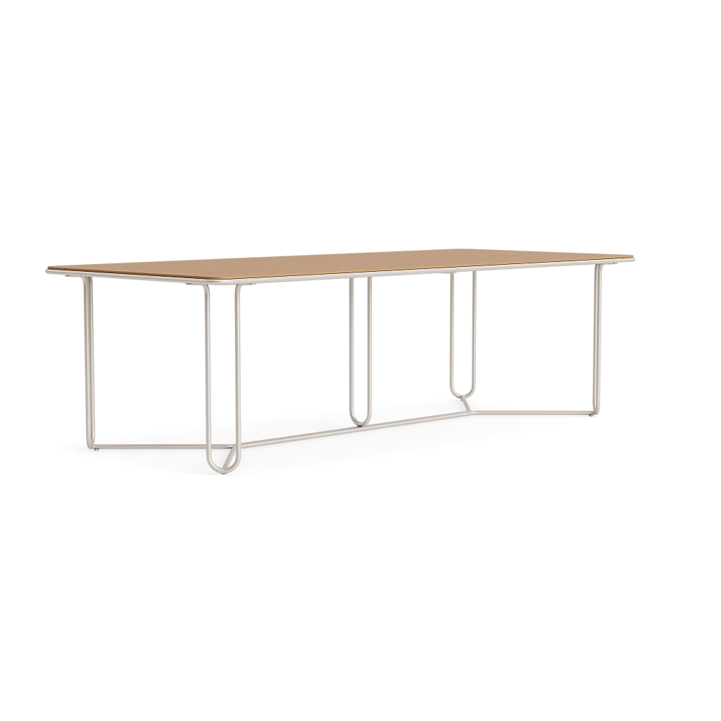 97" Rect. Aluminum Dining Table w/Teak Top
