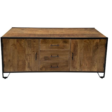 Rustic 2-Door 3-Drawer Credenza