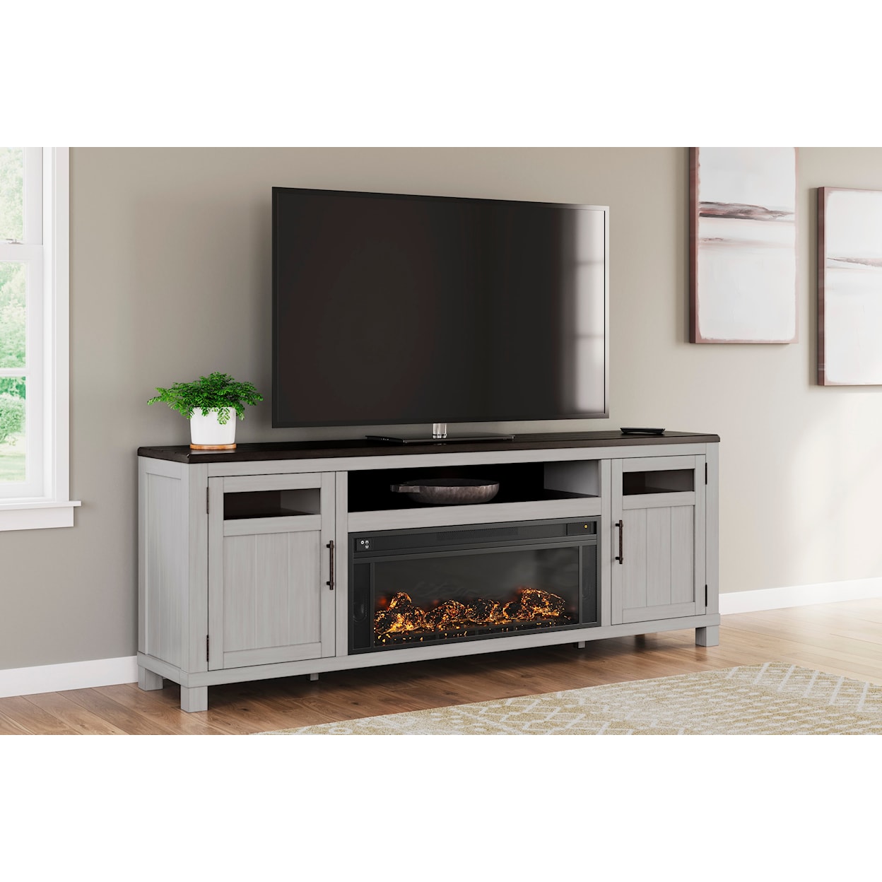 Ashley Signature Design Darborn 88" TV Stand with Electric Fireplace