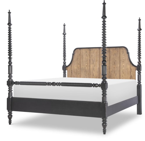 Transitional King Bobbin Post Bed