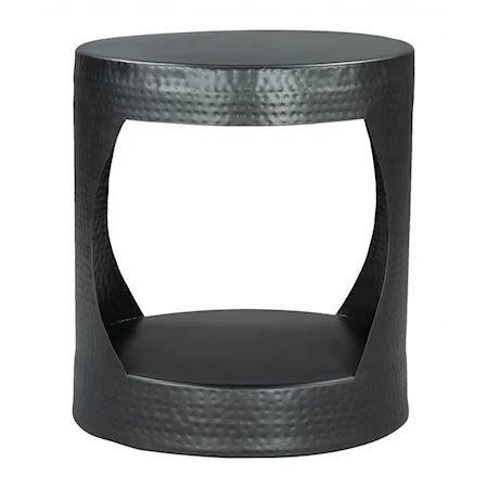 Contemporary Round Side Table with Open Shelf