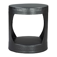 Contemporary Round Side Table with Open Shelf