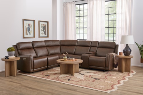Casual 6-Piece Power Gliding Sectional Sofa with Storage Console