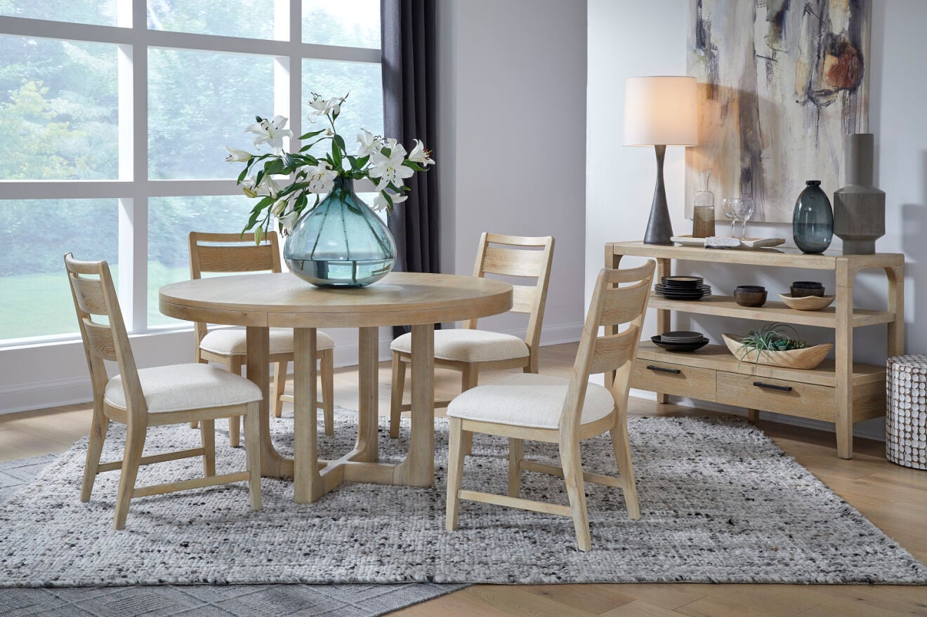 Contemporary 5-Piece Dining Set with Upholstered Side Chairs