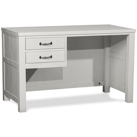 Youth 2 Drawer Shell Desk with Driftwood Finish and Dark Metal Drawer Pulls
