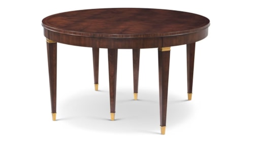 Transitonal 52"-124" Extension Dining Table with Tapered Brass Capped Legs