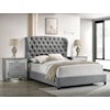 Crown Mark Linda Upholstered Queen Platform Bed with Tufting
