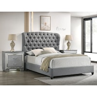 Contemporary Upholstered King Platform Bed with Tufting