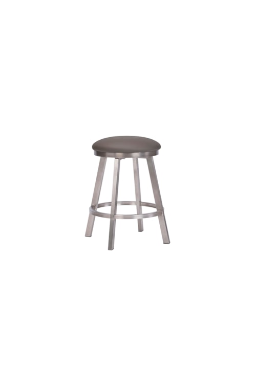Edmonton Flat Swivel Backless Brush Stainless Steel Counter Stool  With No Welt