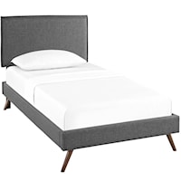 Twin Fabric Platform Bed with Round Splayed Legs