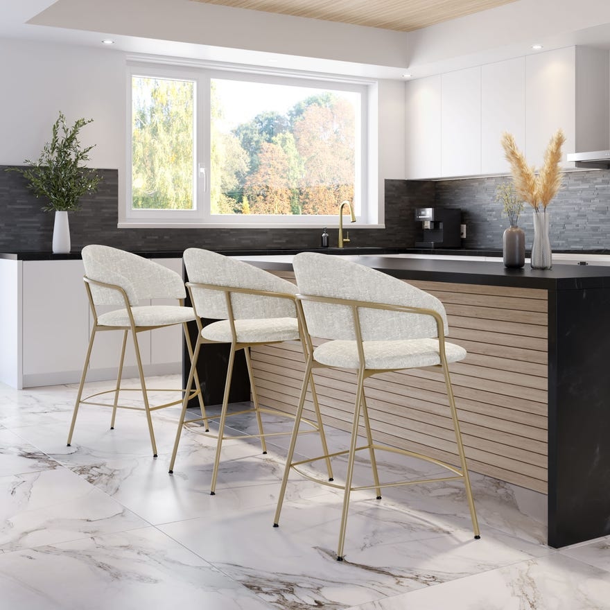 Upholstered Barrel Back Bar Stool