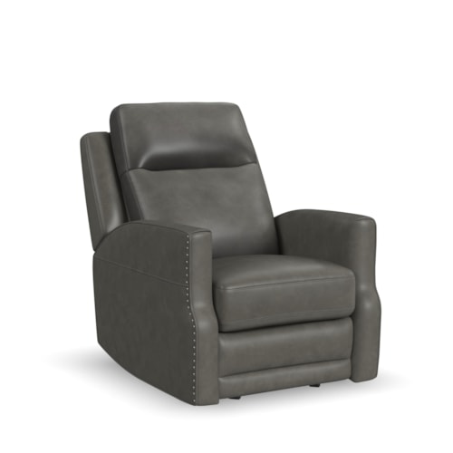 Transitional Casual Gliding Power Recliner with Power Headrest and Lumbar