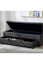 Furniture of America Aguda Transitional Upholstered Storage Bench with Lift Seat