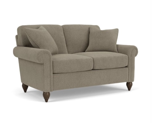 Transitional Loveseat with Rolled Arms