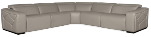 Contemporary 5-Piece Leather Power Reclining Sectional Sofa with Power Headrests & USB Ports
