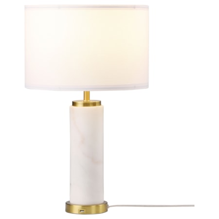 25-inch Drum Shade Marble Body Table Lamp