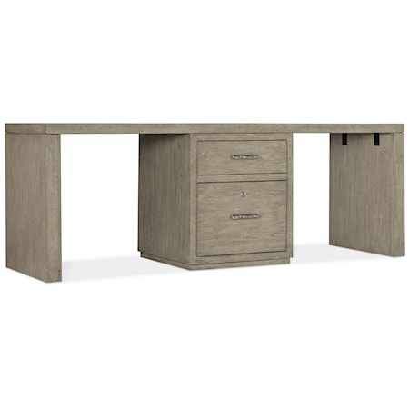 Casual Storage Desk with Center File Cabinet
