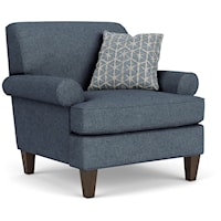 Transitional Chair with Rolled Arms and Tapered Legs