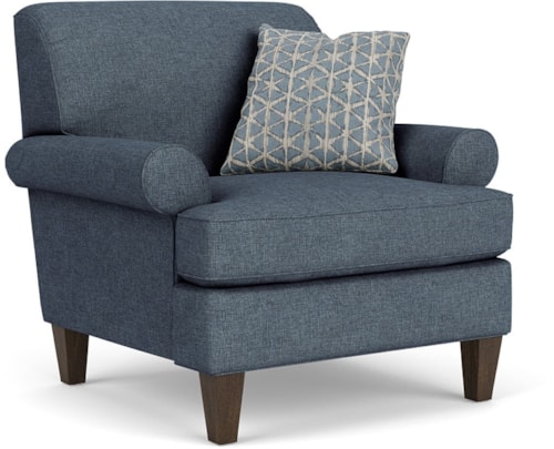 Transitional Chair with Rolled Arms and Tapered Legs