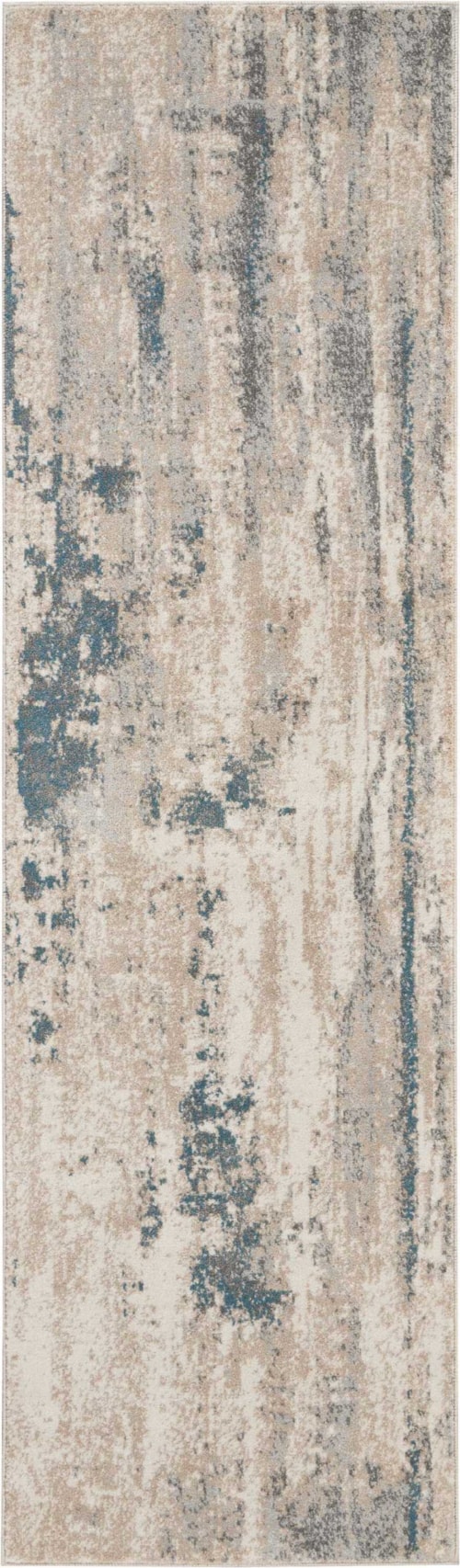 2'2" x 7'6" Ivory/Teal Runner Rug