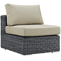 Summon Coastal Outdoor Sunbrella® Armless Chair - Gray/Beige