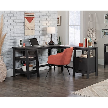 Contemporary L-Shaped Desk with File Drawer