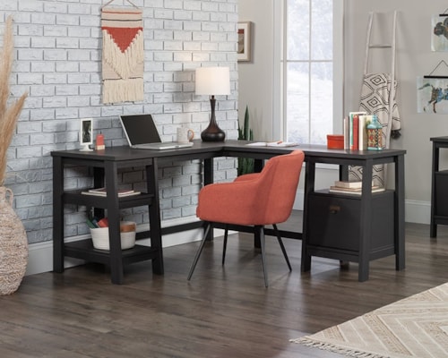 Contemporary L-Shaped Desk with File Drawer