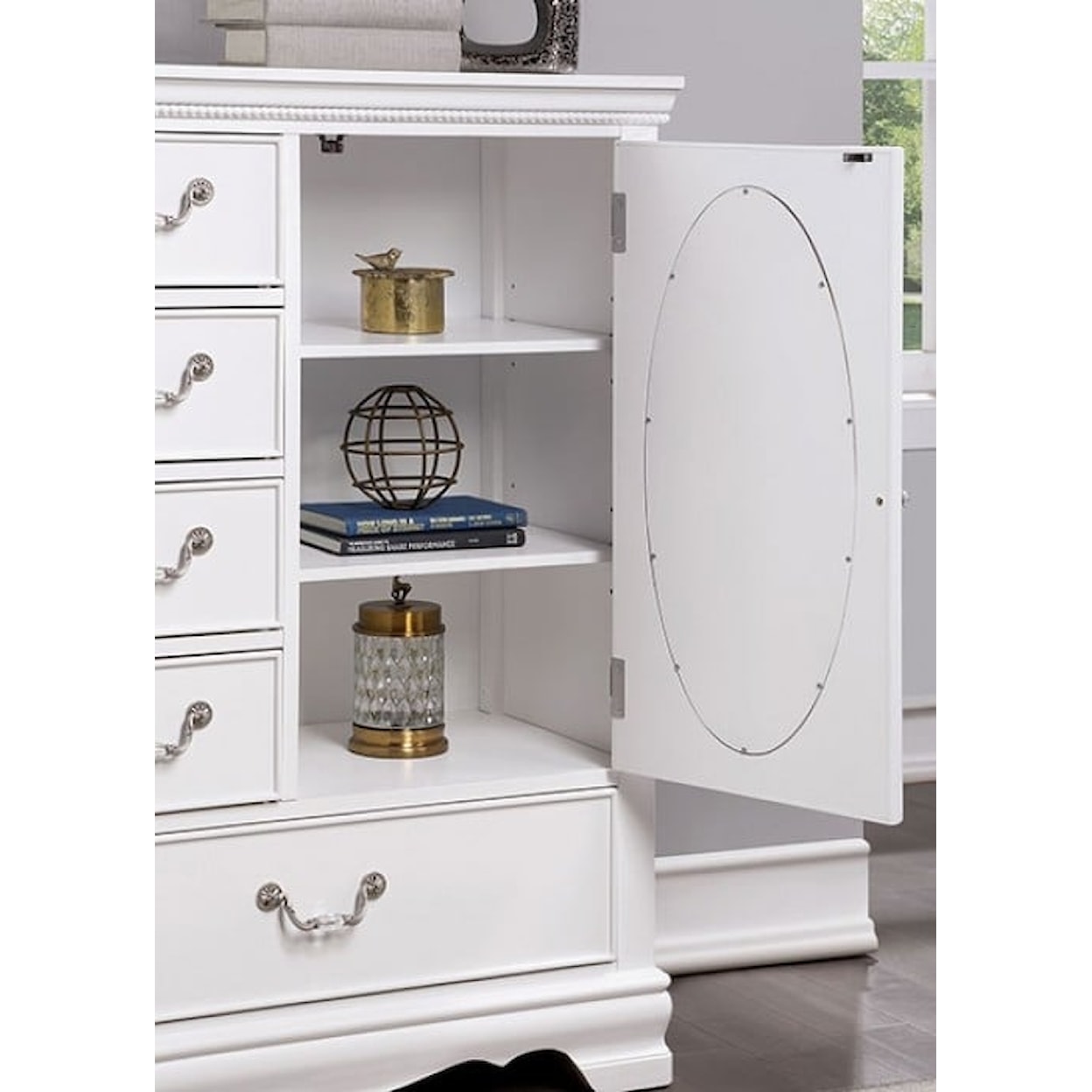 Furniture of America - FOA Alecia 5-Drawer Armoire with Mirror Door