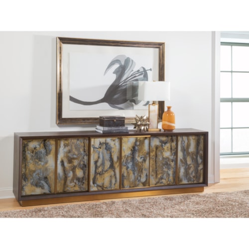 Modern 100 Inch Media Console with Six Sliding Doors