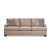 Casual Sofa with Track Arms and Wooden Block Legs