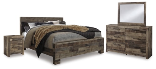 King Panel Bed, Dresser, Mirror And Nightstand