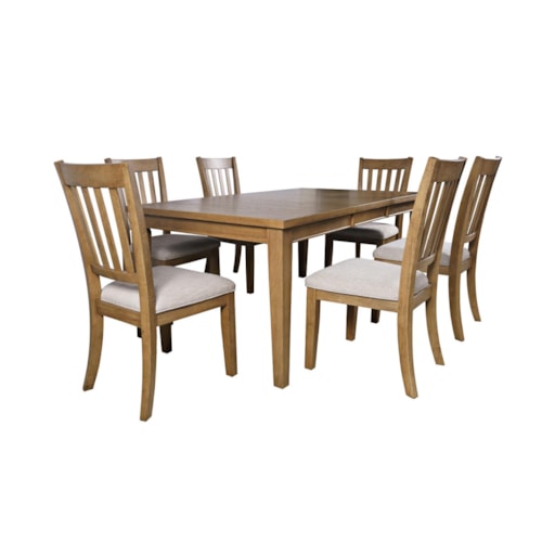 Transitional 7-Piece Dining Set with Upholstered Seats