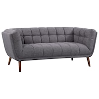Mid-Century Modern Sofa in Dark Gray Linen