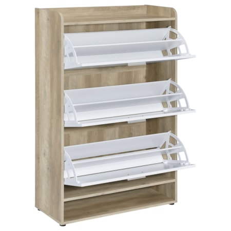 GENA WHITE AND NATURAL SHOE CABINET |