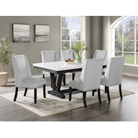 Vance Transitional 7-Piece Faux Marble Dining Set
