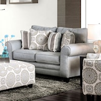 Transitional Love Seat with Rolled Arms