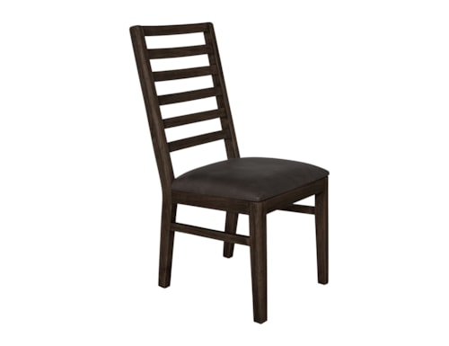 Modern Rustic Ladder Back Dining Chair with Upholstered Seat