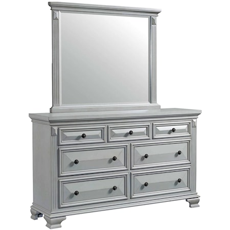 Dresser and Mirror Set