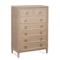 Transitional 7-Drawer Chest with Inset Glass Top