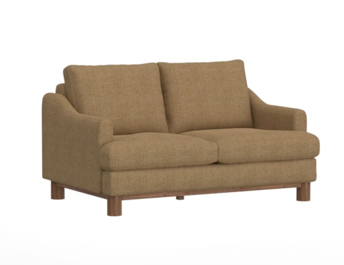 Transitional Loveseat with Exposed Wood Legs