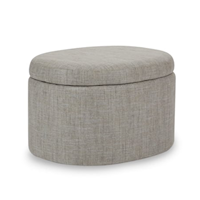 Contemporary Upholstered Oval Storage Ottoman