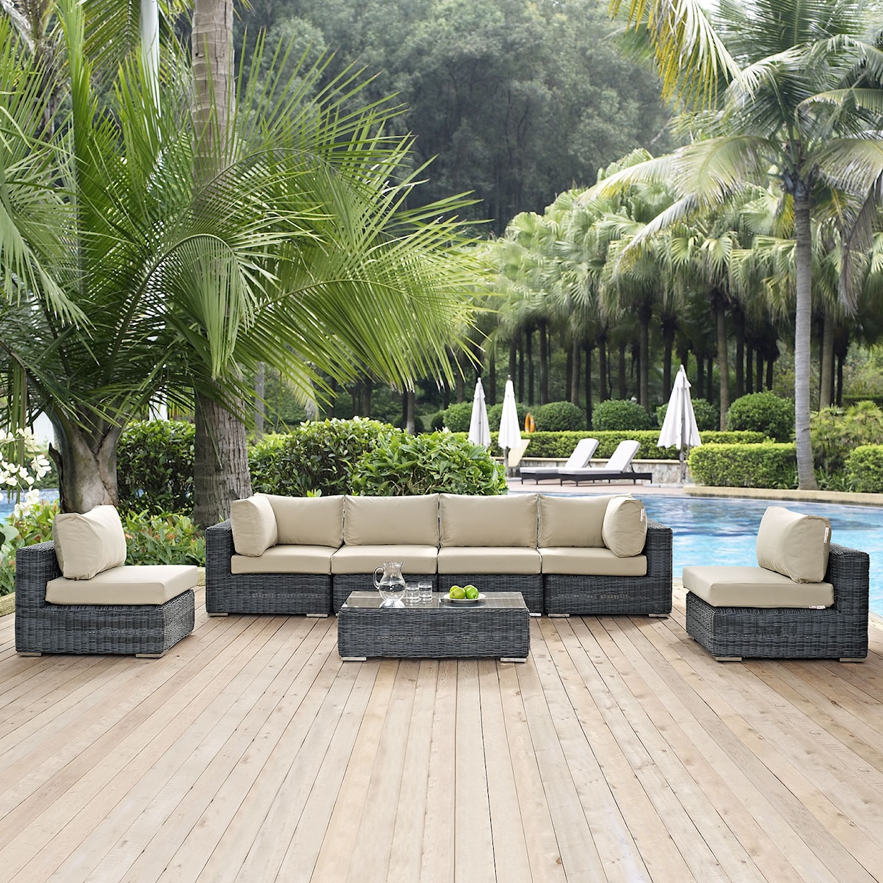 Modway Summon Outdoor 7 Piece Sectional Set