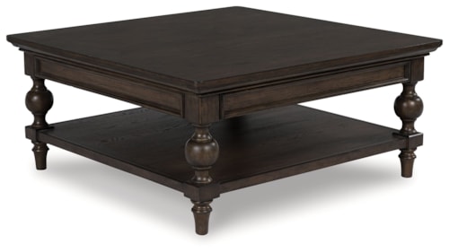 Traditional Square Coffee Table with Turned Legs